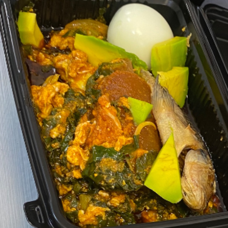 Kontomire Stew with Yam/ Rice